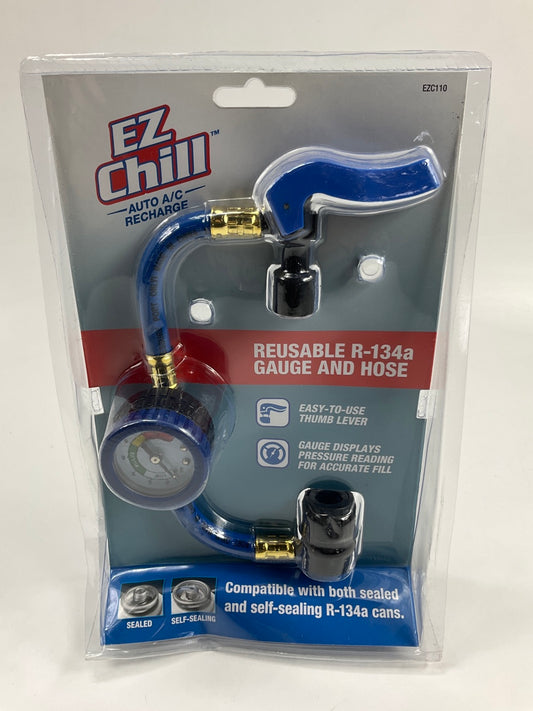 EZ Chill EZC110 Auto A/C Recharge Kit With Reusable 134 A/C Gauge And Hose