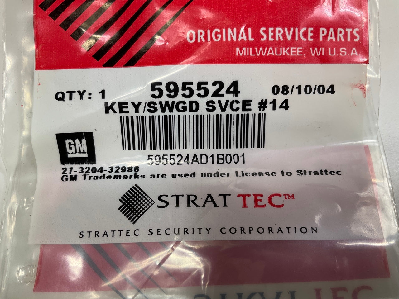 (5) PACK - NEW OEM 595524 STRATTEC Single Sided, VATS # 14 Ignition Key Blanks