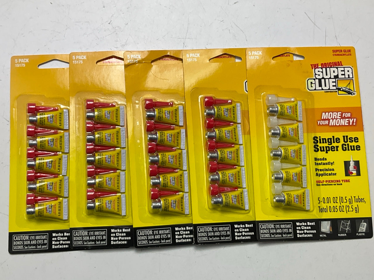 5 PACKS - SUPER GLUE 15175 Instant Adhesive Single Use Super Glue Mini Tubes
