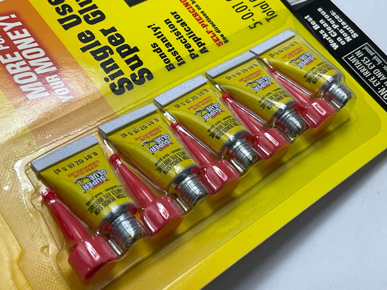 5 PACKS - SUPER GLUE 15175 Instant Adhesive Single Use Super Glue Mini Tubes