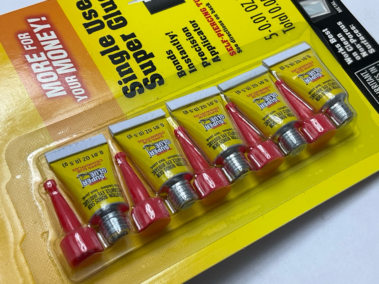 SUPER GLUE 15175 Instant Adhesive Single Use Super Glue Mini Tubes, 5 Pack