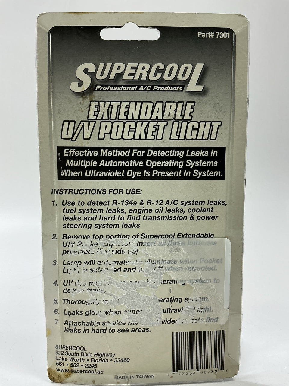 Supercool 7301 U/V A/C Leak Detection Extendable Ultraviolet Pocket Light Mirror