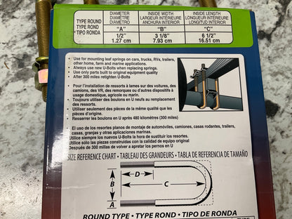 Superior 13-0134A Leaf Springs U-Bolt Kit - 6-1/2'' X 3-1/8'' X 1/2''