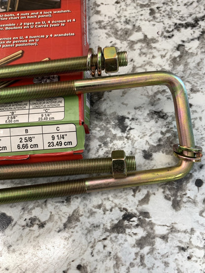 Superior 13-0146A Square Leaf Spring U-Bolt Kit, 1/2''x 2 5/8''x 9 1/4''