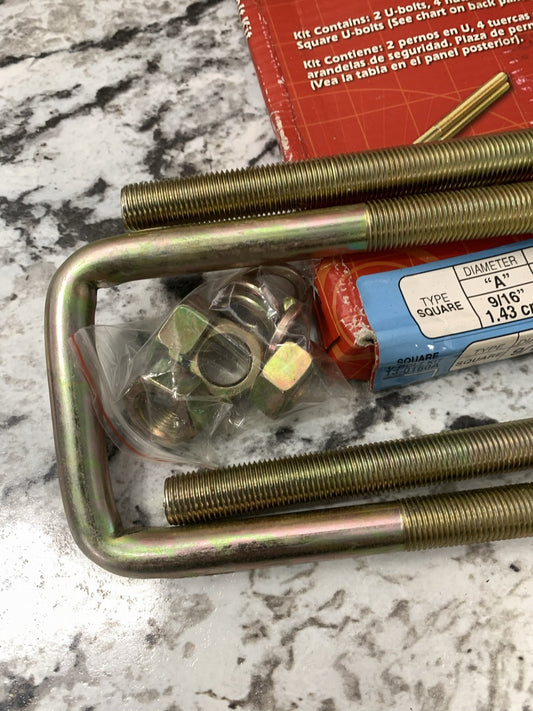 Superior 13-0160A Leaf Springs U-Bolt Kit 9/16'' D X 2 5/8'' Width  X 8'' Long