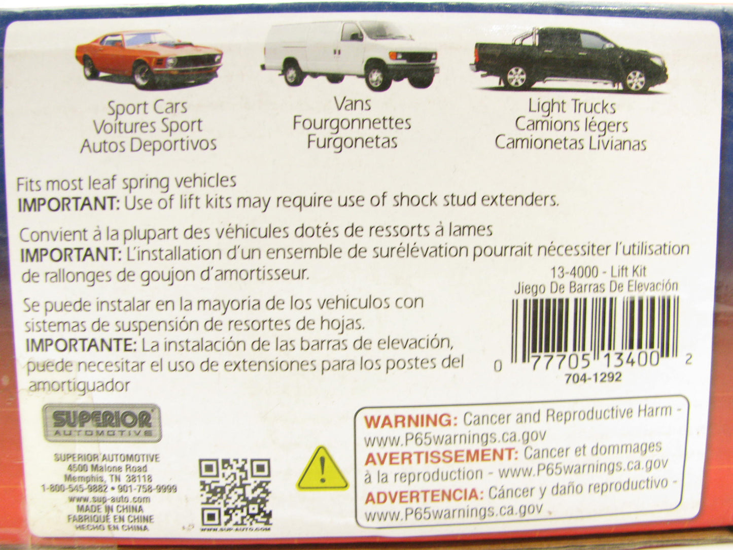 Superior 13-4000 Leaf Spring Lift Shackle Kit - 1-1/2'' To 4'' Lift