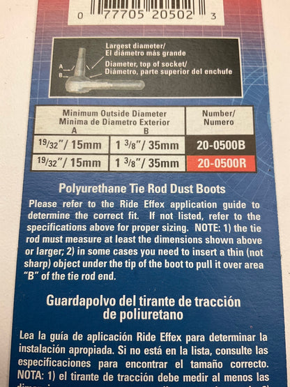 Superior 20-0500R Steering Tie Rod End Rubber Boots, Pair, Red (1-3/8'')