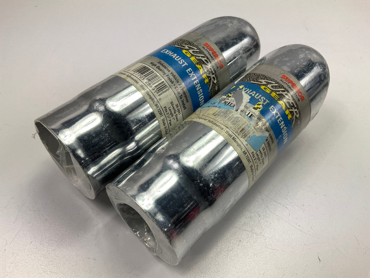 (2) Superior 28-2691 Chrome Exhaust Tip, Slant, 7'' Length, For Up To 2-1/4'' Pipe