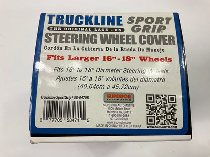 Large 16''-18'' Diameter Truck Black Lace-On Steering Wheel Cover Superior 58-0470