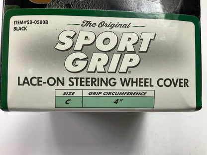 Superior 58-0500B Sport Grip Lace-On Steering Wheel Cover, Size ''C'', Black