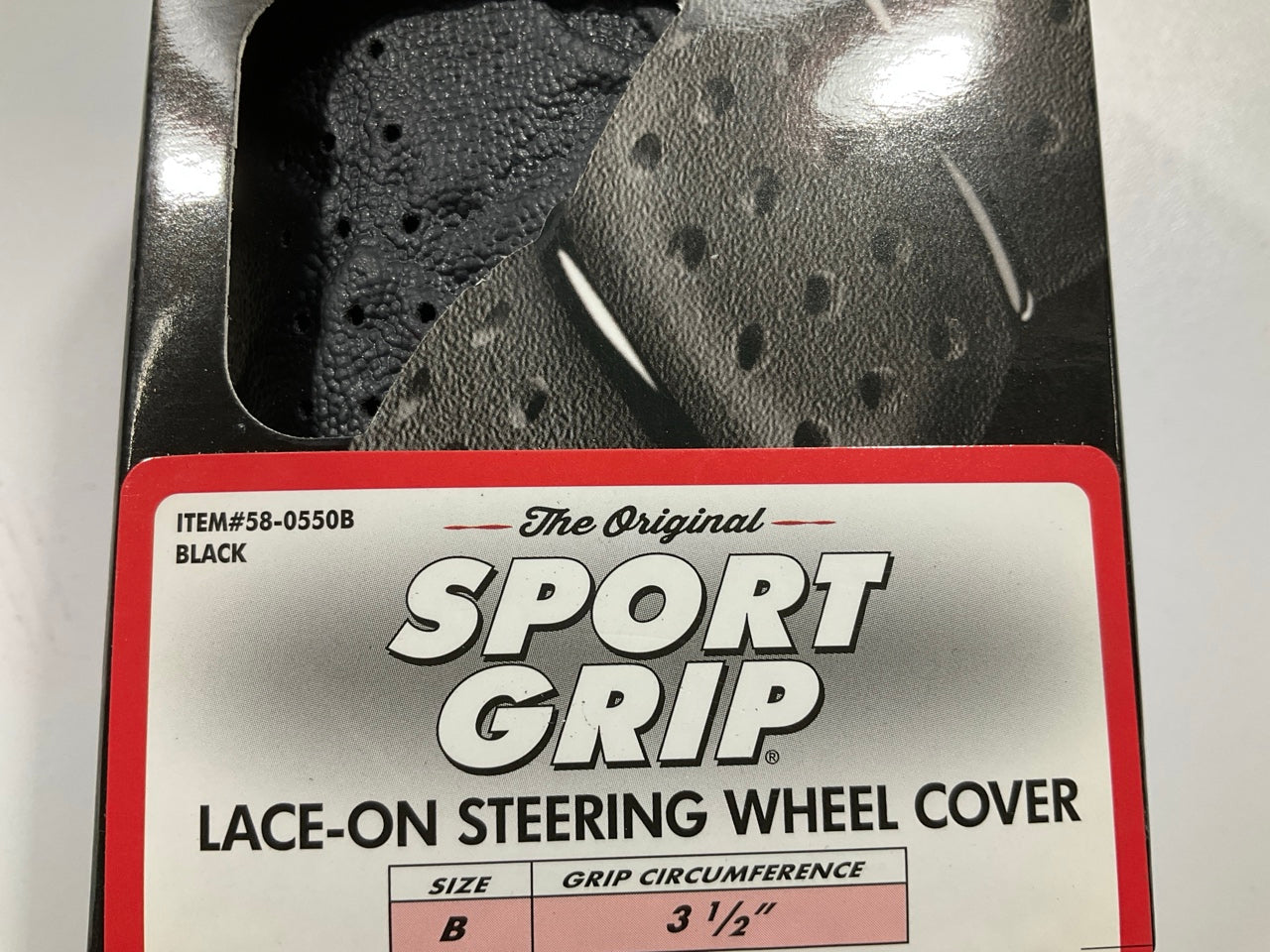 Superior 58-0550B Sport Grip Lace-On Steering Wheel Cover, Size ''B'', Black