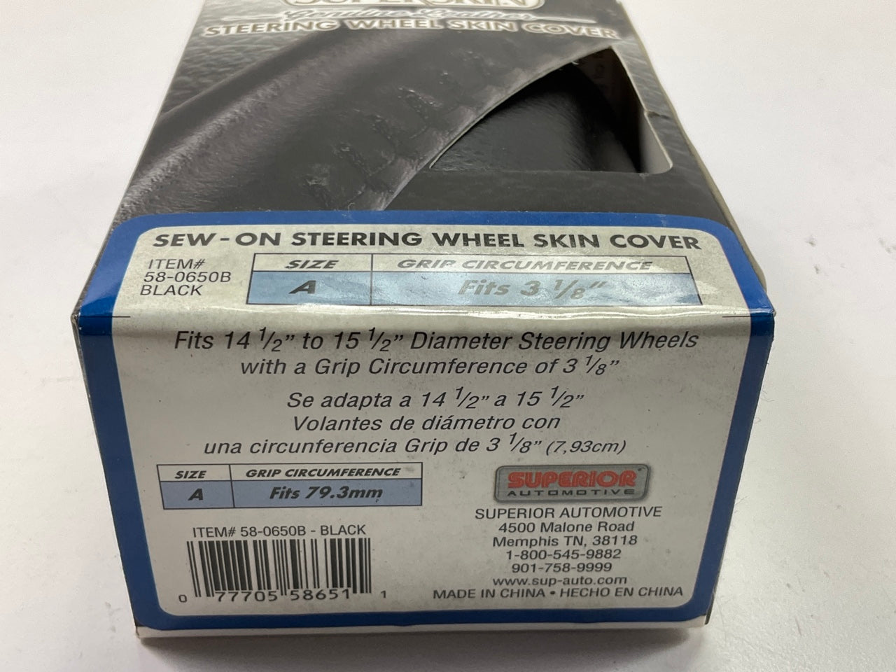 Superior 58-0650B Leather Lace-on Steering Wheel Cover 3-1/8'' Grip, 14.5''-15.5''