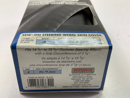 Superior 58-0650B Leather Lace-on Steering Wheel Cover 3-1/8'' Grip, 14.5''-15.5''