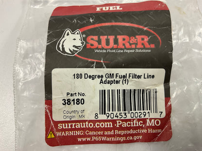 SUR-R 38180 180 Degree GM Fuel Filter Line Adapter, Female To Nylon, 3/8''