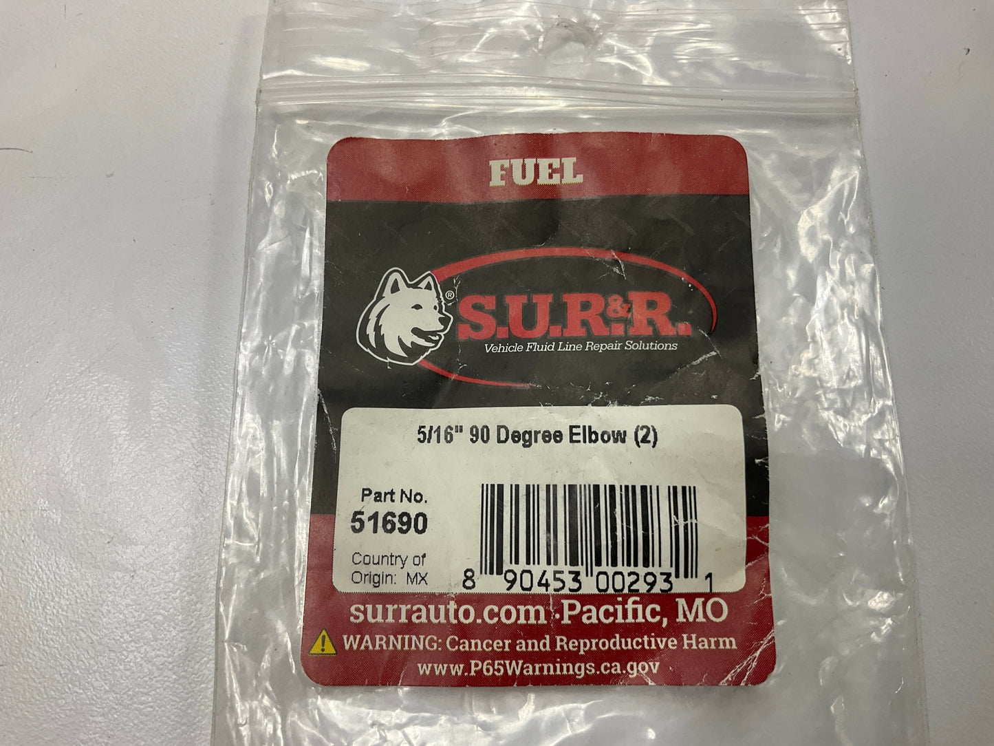 (2) SUR & R 5/16'' 90 Degree Elbow Fuel Injection Fuel Tube Line Fittings