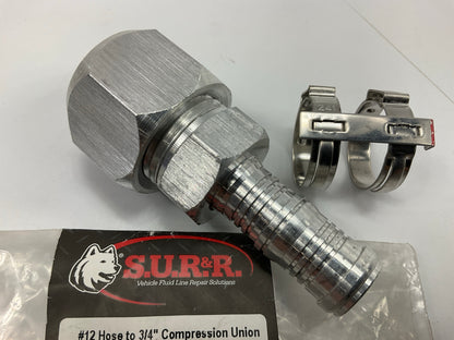SUR-R AC11234 #12 Hose To 3/4'' Compression Union A/C Fitting Connector