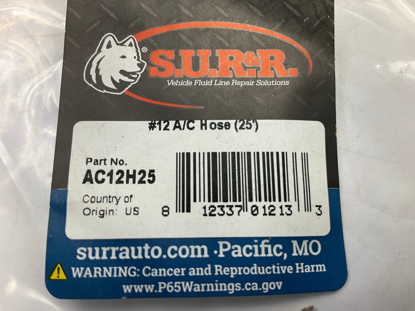 25 FEET - SUR-R AC12H25  5/8'' A/C Hose #12 Air Conditioning Repair Hose