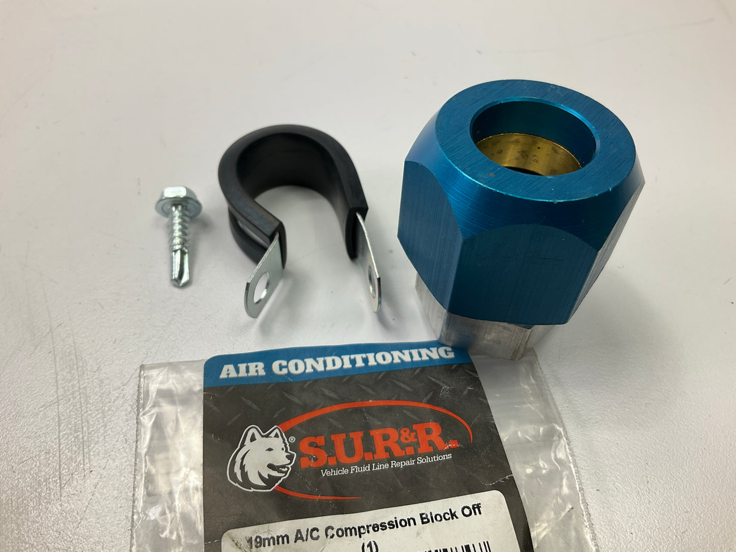 SUR-R AC19MCB Straight 19mm A/C Compression Metric Block Off Fitting Kit