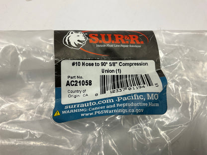 SUR-R AC21058 A/C Compressor Line #10 Hose To 90° 5/8'' Compression Fitting