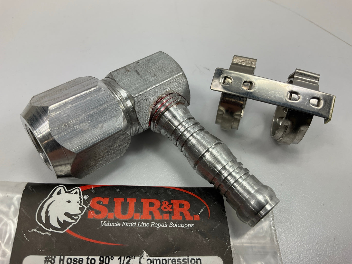 SUR-R AC2812 A/C No. 8 Hose To 90 Degree 1/2 Compression Union Fitting
