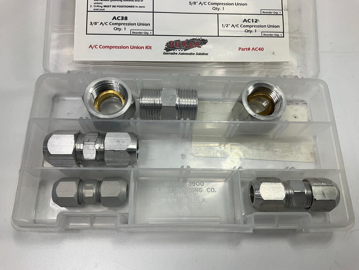 SUR-R AC40 A/C Line Repair Kit Compression Union 3/8'' , 1/2'' , 5/8'' , & 3/4'' Kit