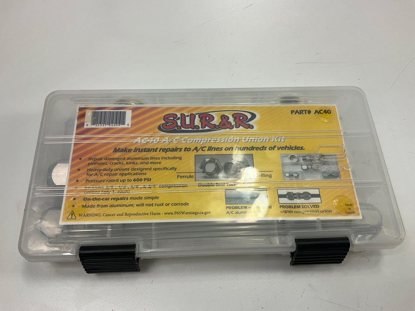 SUR-R AC40 A/C Line Repair Kit Compression Union 3/8'' , 1/2'' , 5/8'' , & 3/4'' Kit