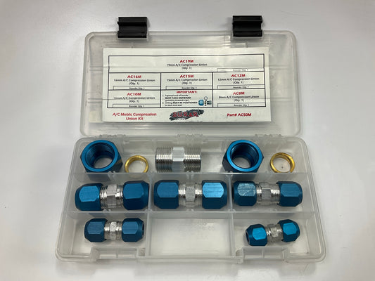 SUR&R AC90M Metric A/C Compression Union Splice Kit 8mm 10mm 12mm 15mm 16mm 19mm