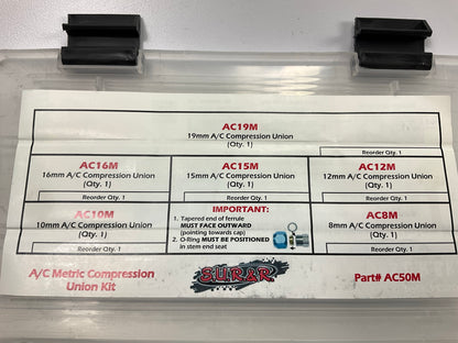 SUR & R AC90M Metric A/C Compression Block Off Kit: 8mm 10mm 12mm 15mm 16mm 19mm