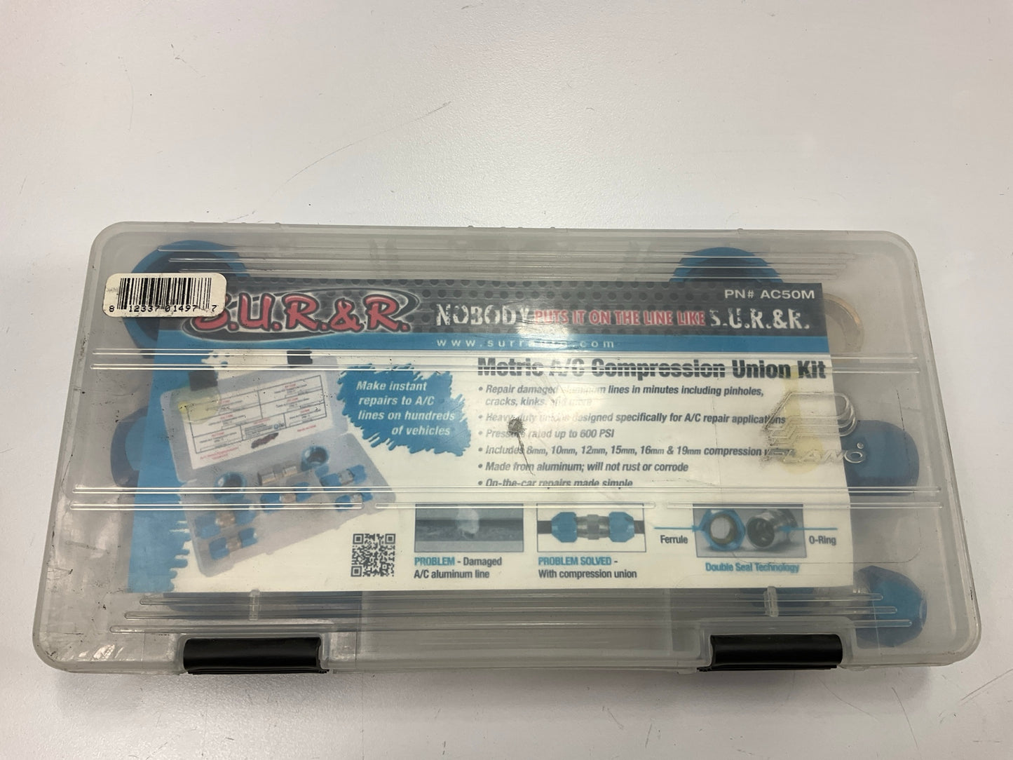 SUR & R AC90M Metric A/C Compression Block Off Kit: 8mm 10mm 12mm 15mm 16mm 19mm