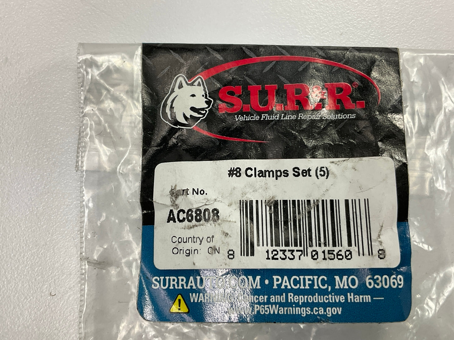 SUR&R AC6808 Clamp Set, For No #8 A/C Hose, Pack Of 5 Clamps