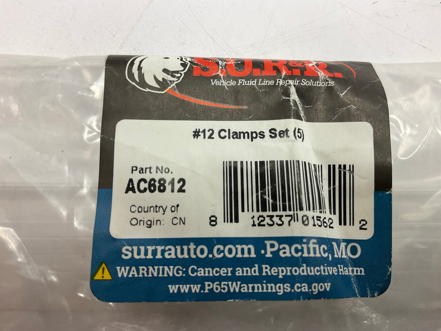 5 / Pack - SUR&R AC6812 Clamp For #12 A/C Hose