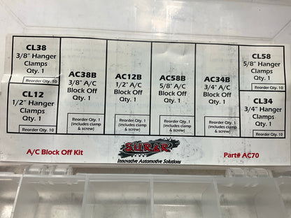 SUR-R Auto Parts AC70 A/C Block Off Kit 3/8'',1/2'', 5/8'', & 3/4'' SAE Size