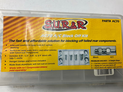 SUR-R Auto Parts AC70 A/C Block Off Kit 3/8'',1/2'', 5/8'', & 3/4'' SAE Size