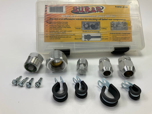 SUR-R AC80 A/C Compression Block Off Kit - 3/8'', 1/2'', 5/8'' And 3/4'' Sizes