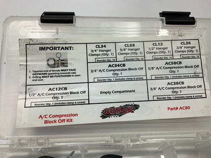 SUR-R AC80 A/C Compression Block Off Kit - 3/8'', 1/2'', 5/8'' And 3/4'' Sizes