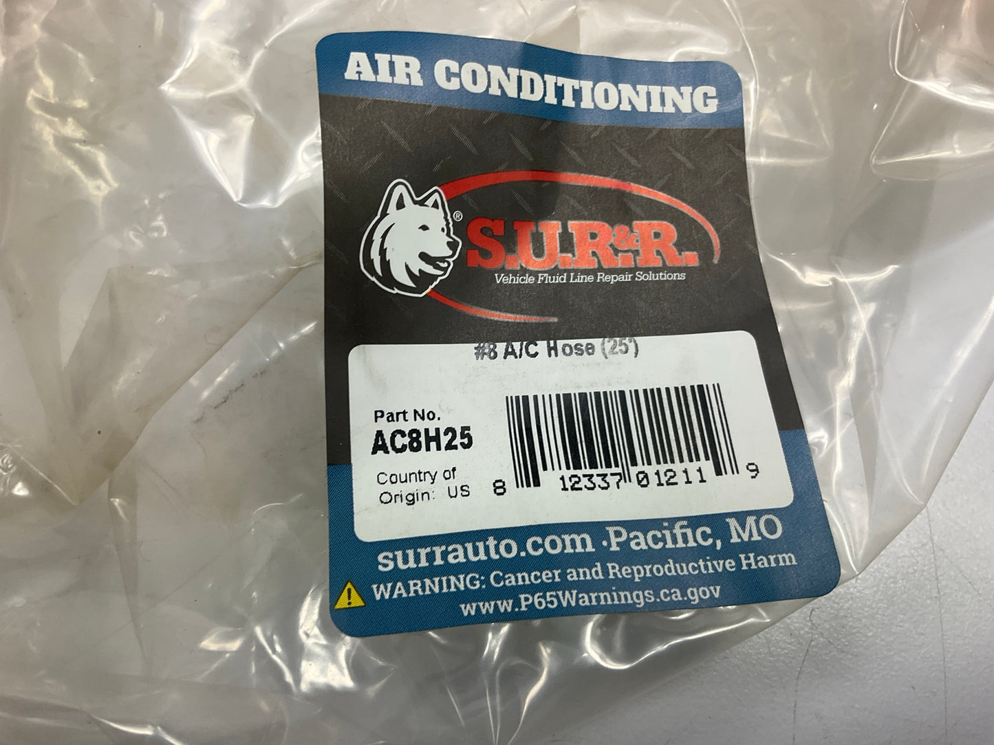 25 FEET - SUR-R AC8H25 13/32'' A/C Hose #8 Air Conditioning Repair Hose