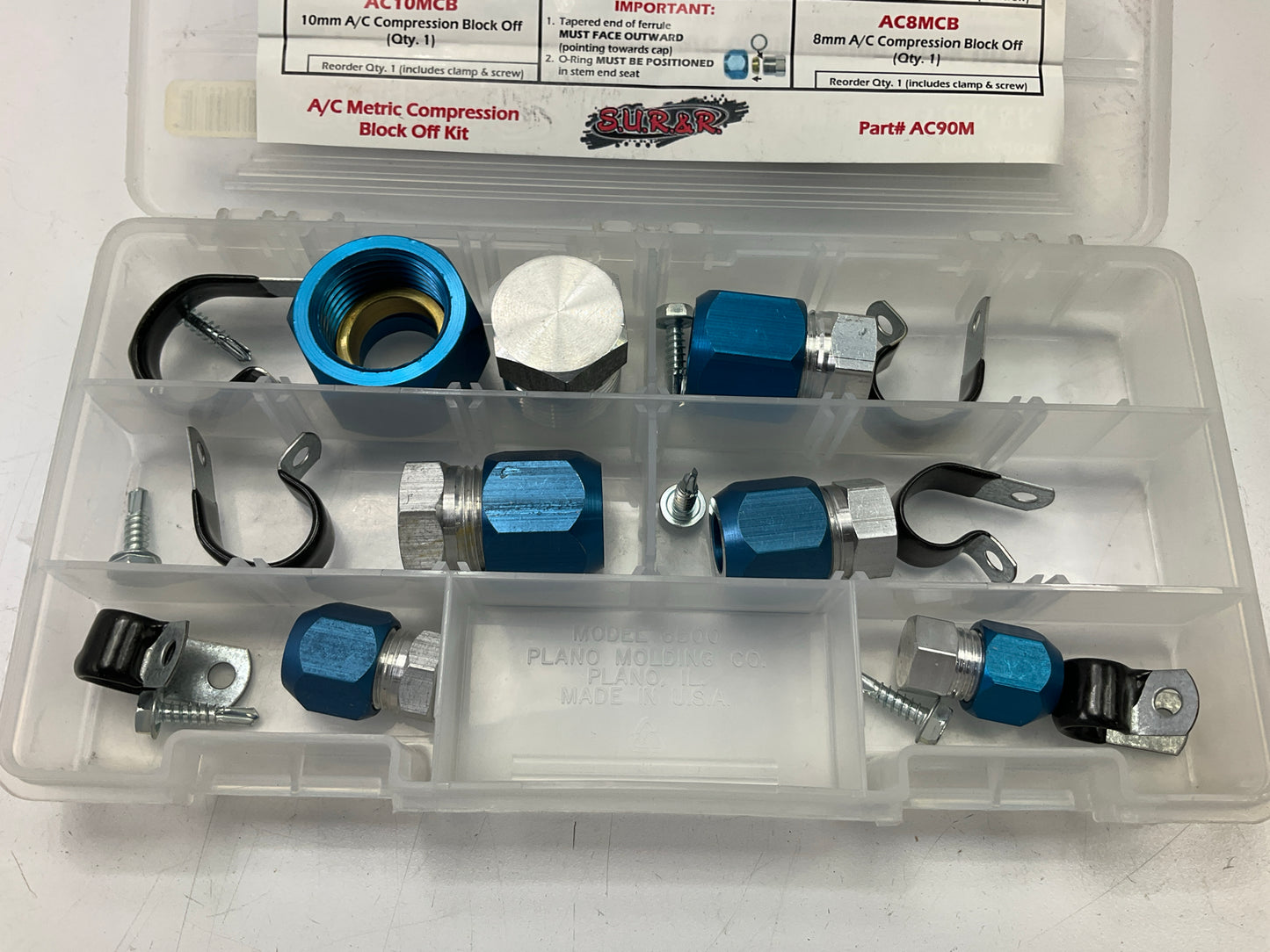 SUR&R AC90M Metric A/C Compression Block Off Kit