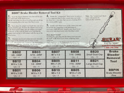 SUR-R BB007 77 Piece Brake Bleeder Removal Tool Kit