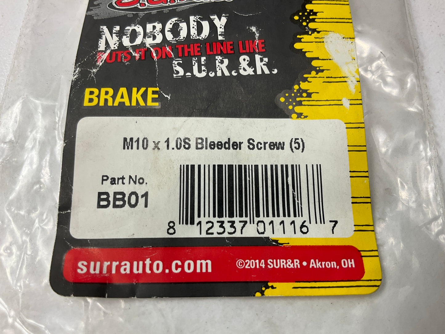(5) SUR&R BB01 Brake Caliper Bleeder Screw, M10 X 1.0S Thread