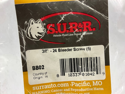 (5) SUR-R BB02 3/8'' - 24 Brake Bleeder Screw