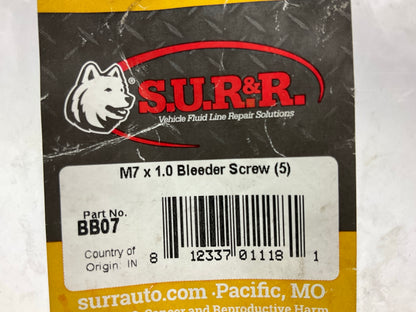 (5) SUR-R BB07 M7x1.0 Brake Bleeder Screws M7 X 1.0