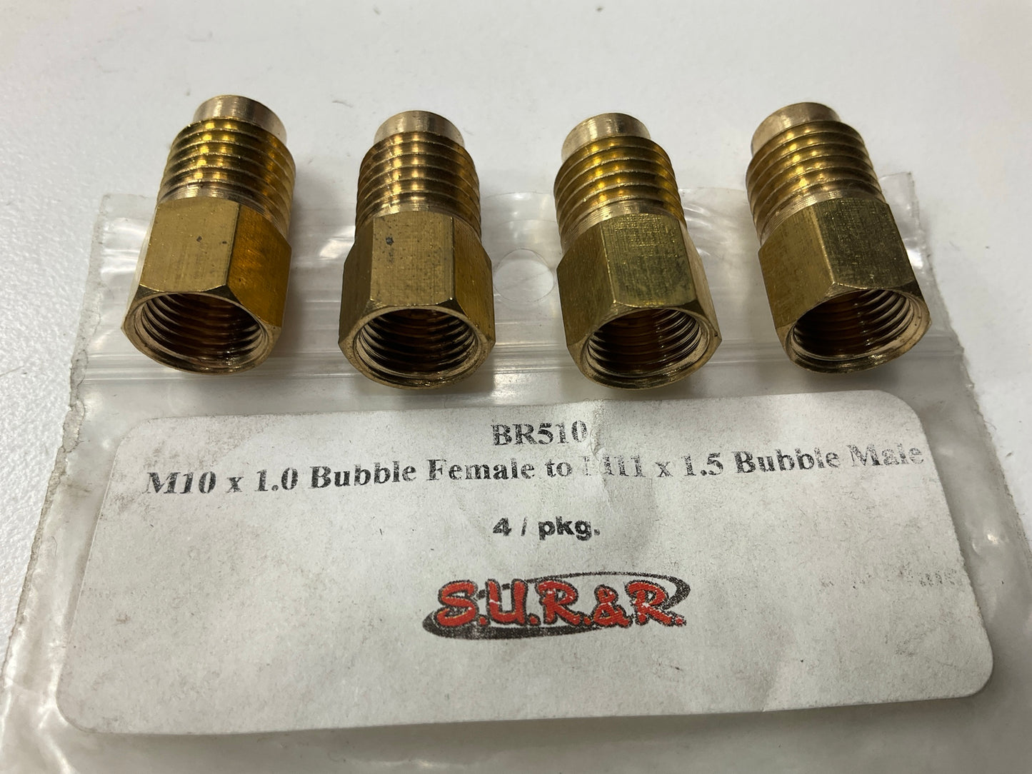 SUR-R BR510 M10 X 1.0 Bubble Female To M11 X 1.5 Bubble Male Adapter Pack Of (4)