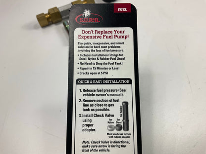 SUR-R CKV5 Premium 5/16'' Fuel Line Check Valve (Works W/ Steel, Nylon Or Rubber)