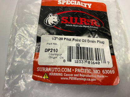 SUR-R DP210 1/2''-20 Pilot Point Oil Drain Plug, Pack Of (5)