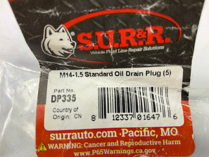 (5) SUR-R DP335 Oil Drain Plug M14-1.5 Standard Oil Drain Plugs