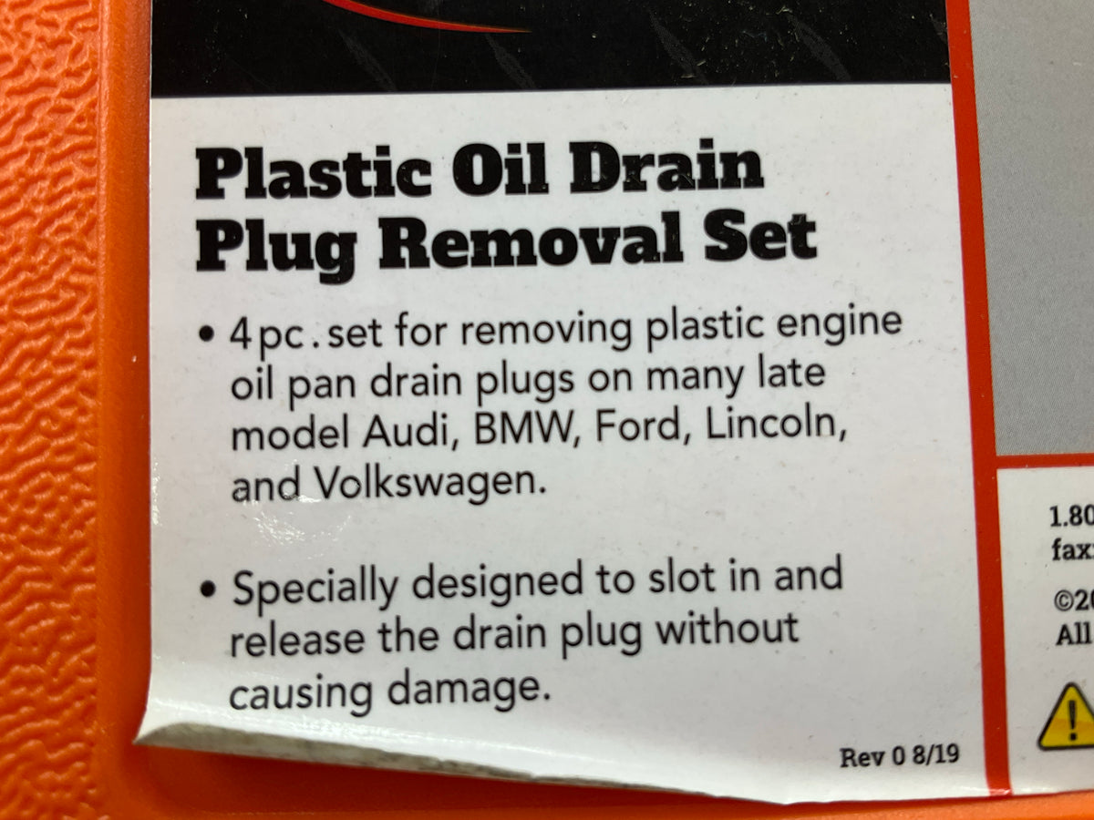 SUR&R DPR350 Plastic Oil Drain Plug Removal Tool Set - F-150 Mustang Lincoln BMW