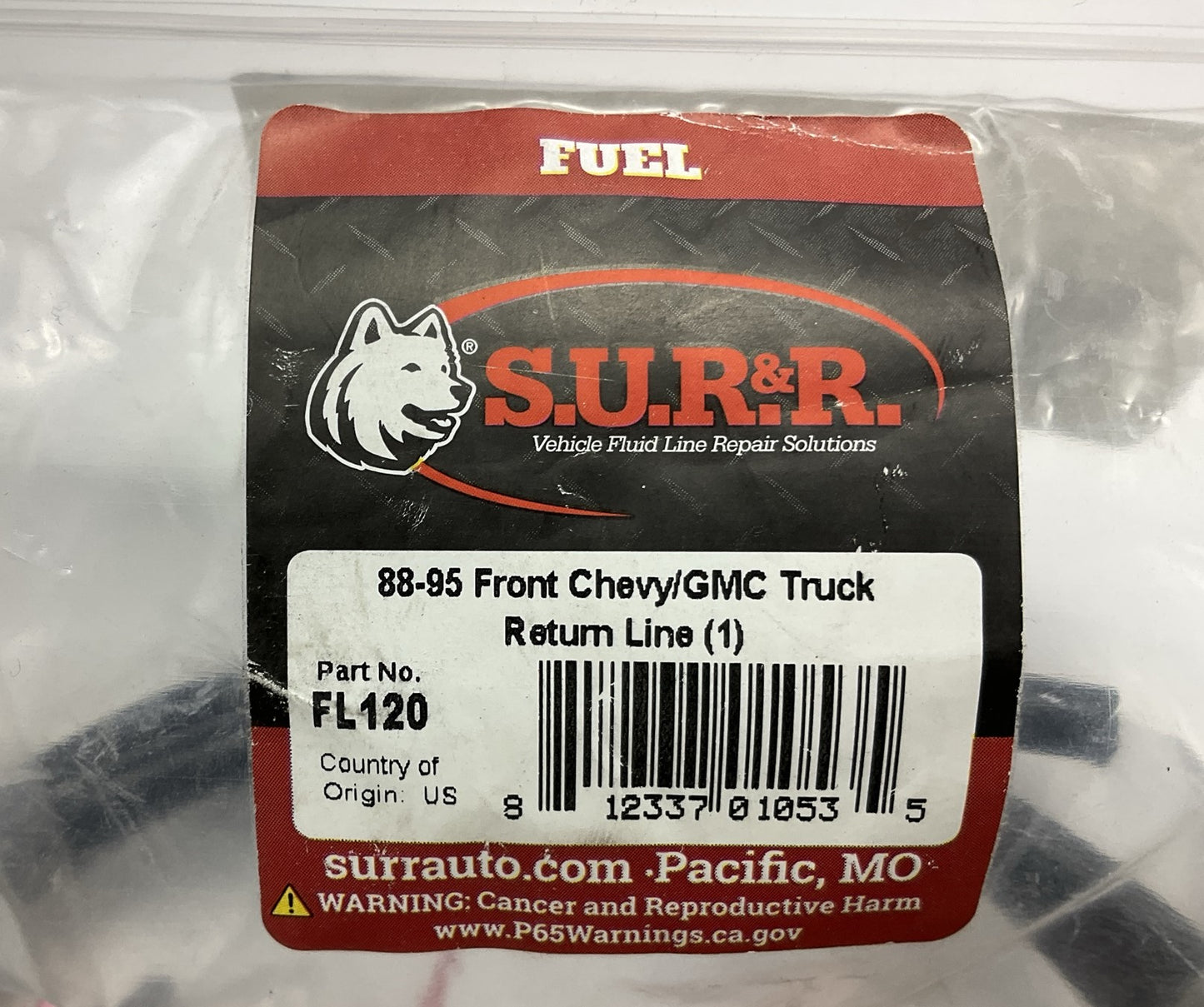 SUR&R FL120 Front Fuel Return Line 1988-1995 Chevy/GMC Truck, Line Size: 5/16''