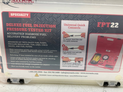 S.U.R&R FPT22 Deluxe Fuel Injection Pressure Tester Tool Kit Set