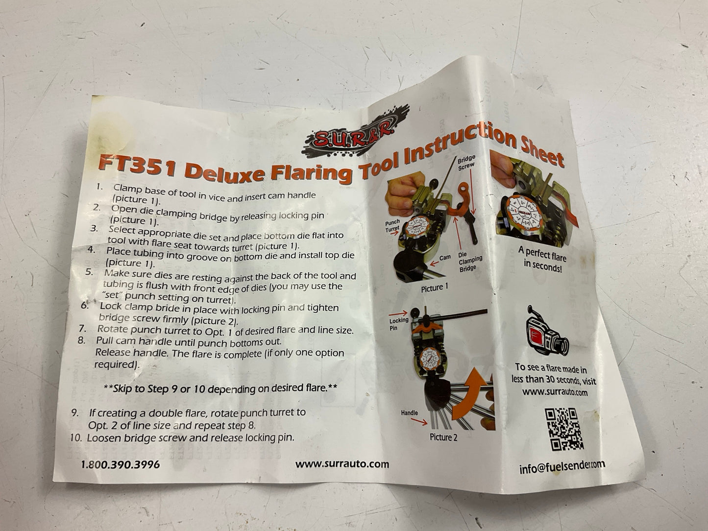 NEW OPEN BOX - SUR&R FT351 High Speed Super Duty Flaring Tool, 3/16'' To 3/8''