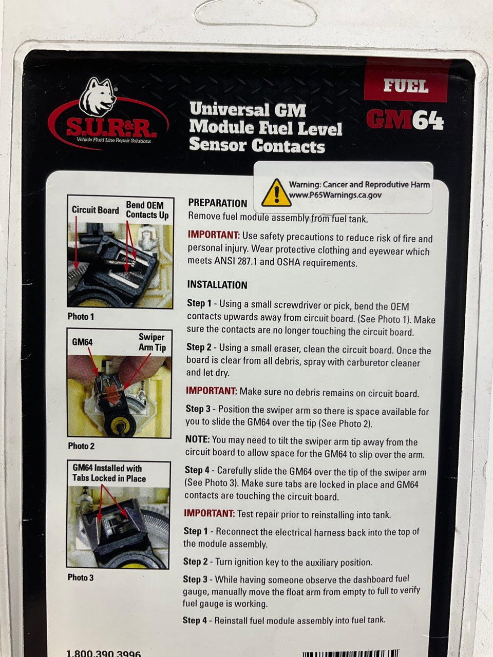 SUR&R - GM64 Fuel Tank Sending Unit Kit Sensor Contact Component